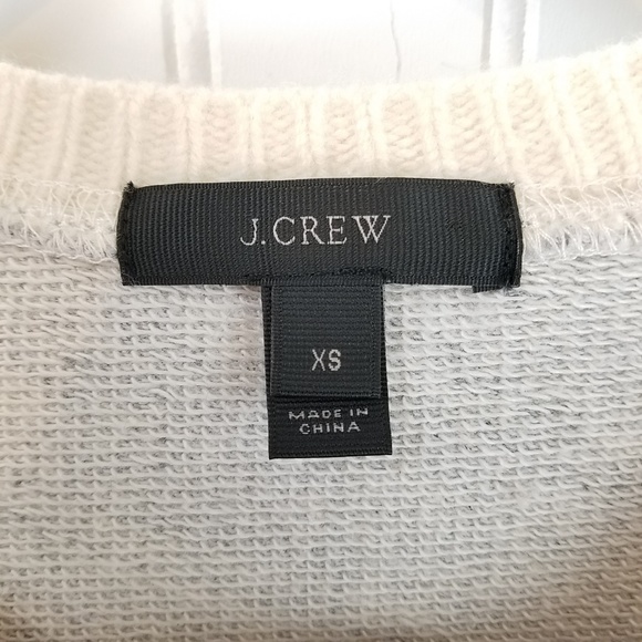 J. Crew Gray Sweatshirt Cream Sweater Tipped Shirt - Picture 4 of 7